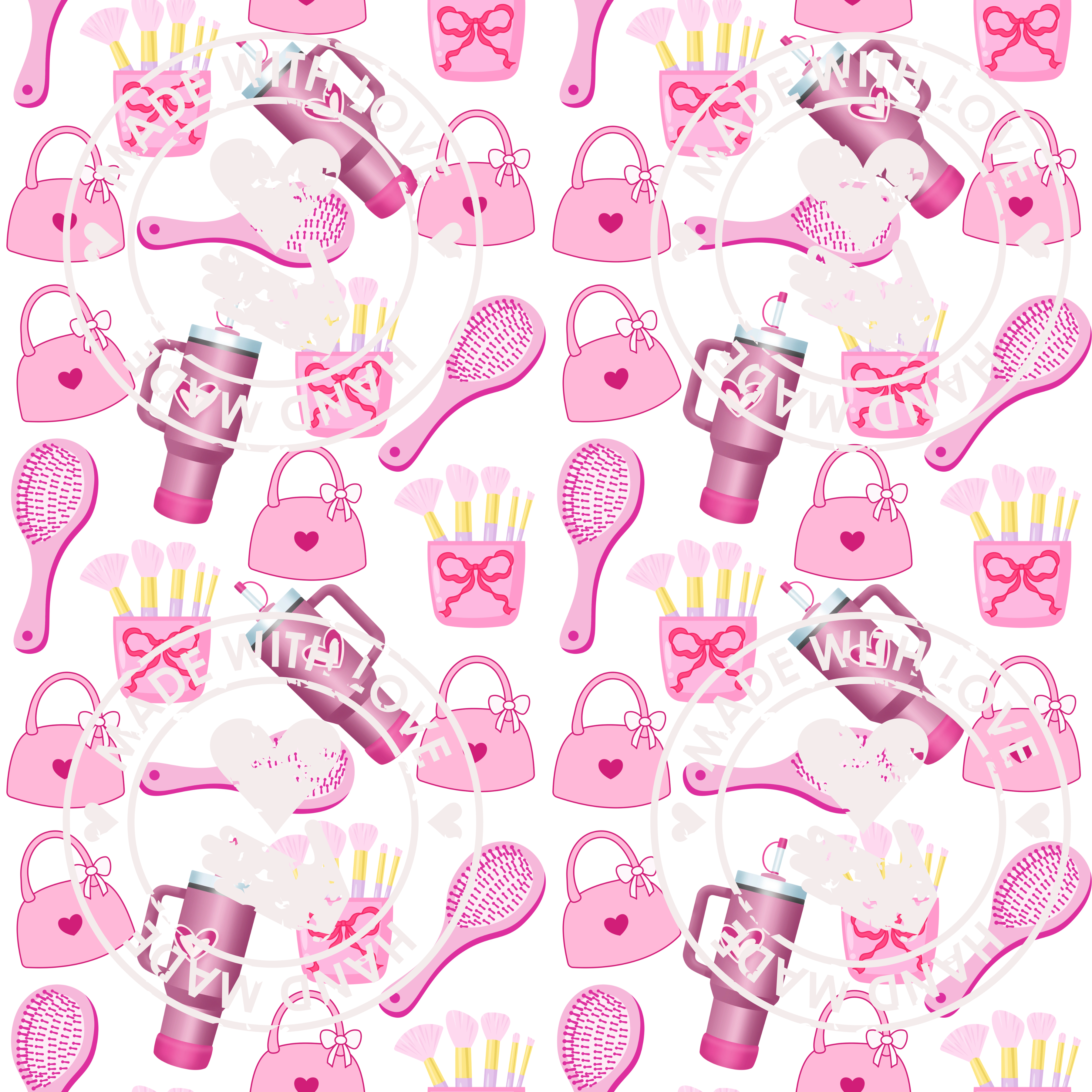 Girly and pink seamless pattern